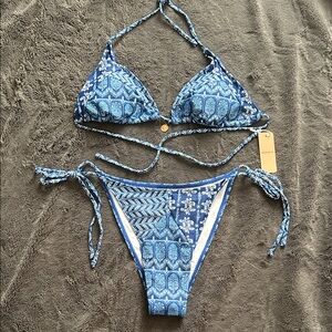 NWT Heathstreet Blue Patterned Bikini Set medium